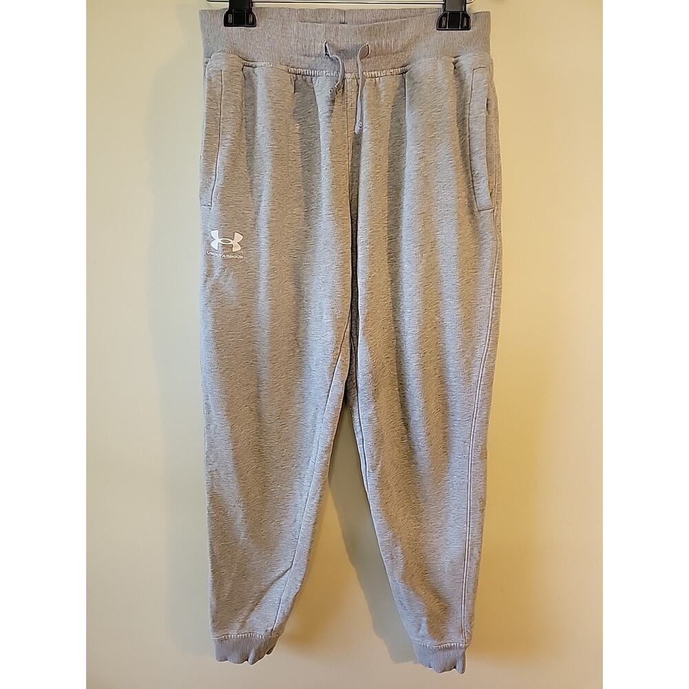 Men's Under Armour Loose Fit Jogger Pants Grey Banded Cuff, Medium Athleisure
